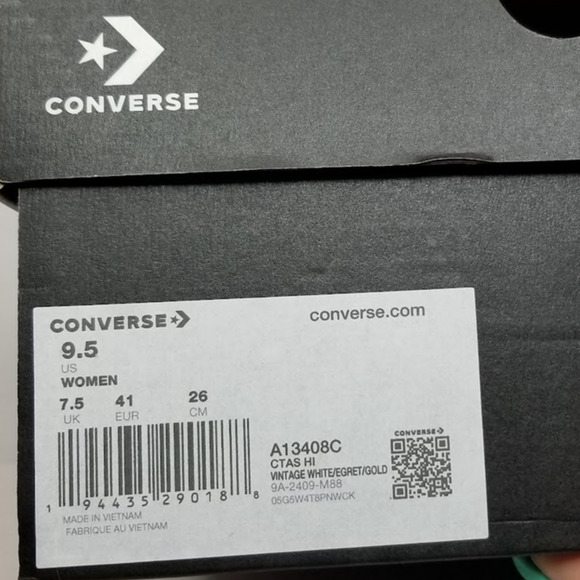 Converse Women's CTAS Charms  Lift Hi Tops Size 9.5 White/Gold A13408C NWT - Picture 9 of 9